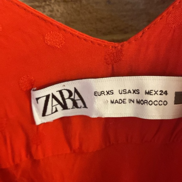 New ZARA JACQUARD DOTTED SLIP DRESS RUFFLE TRIM RED Size XS - Picture 12 of 12